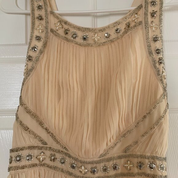 Forever 21 Beaded Maxi Dress | Blush Peach, Lined, Back Zipper - Picture 3 of 4